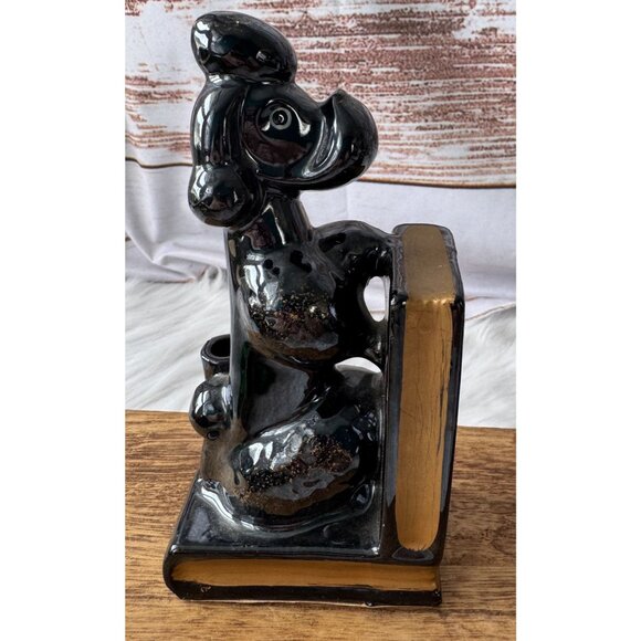 Vintage Pair of Black Ceramic Poodle Bookends With Gold Detailing MCM - Picture 2 of 10